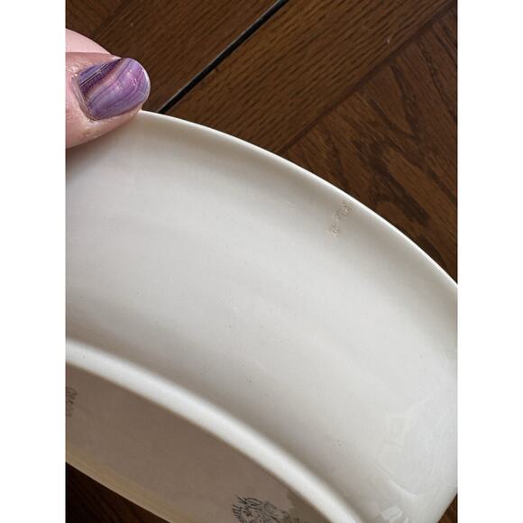 Homer Laughlin Eggshell Georgian Vtg Oval Serving Bowl Pink Floral Garden Gold - Picture 6 of 6